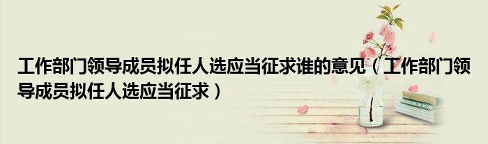 工作部门领导成员拟任人选应当征求谁的意见(工作部门领导成员拟任人选应当征求)
