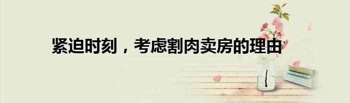紧迫时刻,考虑割肉卖房的理由