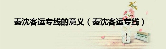 秦沈客运专线的意义(秦沈客运专线)
