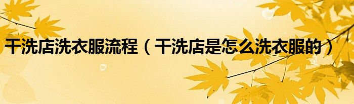 干洗店洗衣服流程(干洗店是怎么洗衣服的)