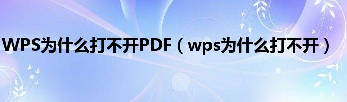 WPS为什么打不开PDF(wps为什么打不开)