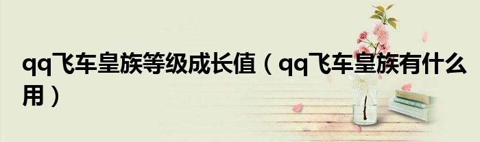 qq飞车皇族等级成长值(qq飞车皇族有什么用)