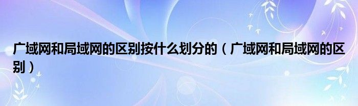 广域网和局域网的区别按什么划分的(广域网和局域网的区别)