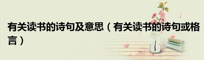 有关读书的诗句及意思(有关读书的诗句或格言)