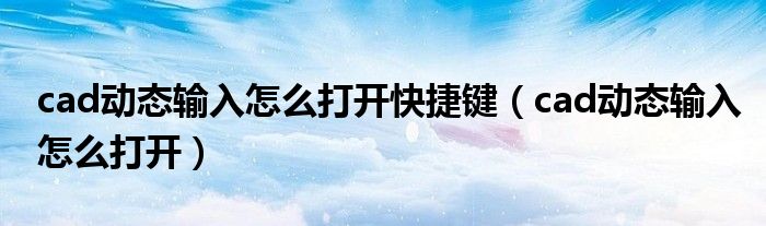 cad动态输入怎么打开快捷键(cad动态输入怎么打开)