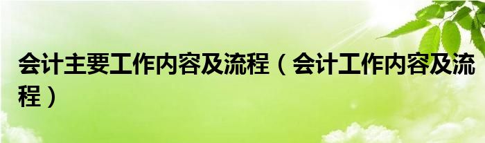会计主要工作内容及流程(会计工作内容及流程)
