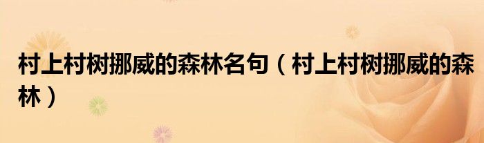 村上村树挪威的森林名句(村上村树挪威的森林)