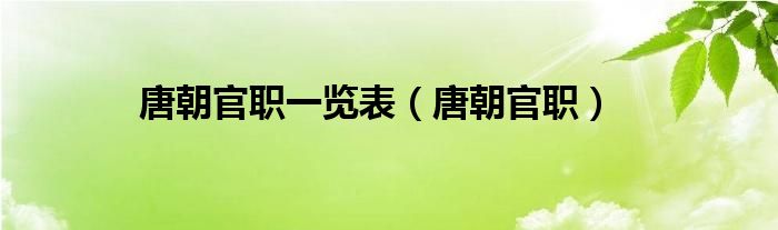 唐朝官职一览表(唐朝官职)