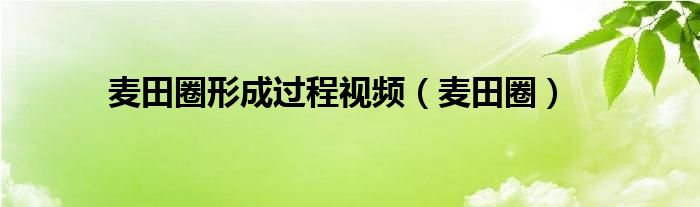 麦田圈形成过程视频(麦田圈)