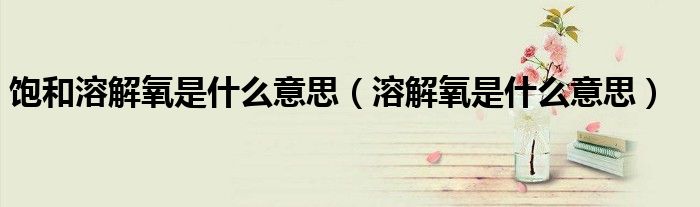 饱和溶解氧是什么意思(溶解氧是什么意思)