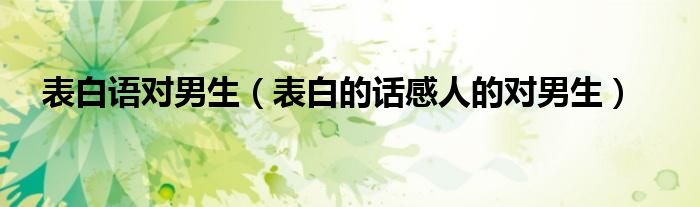 表白语对男生(表白的话感人的对男生)