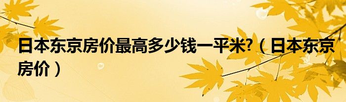 日本东京房价最高多少钱一平米?(日本东京房价)
