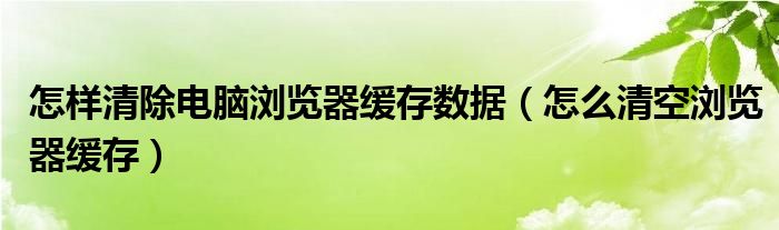 怎样清除电脑浏览器缓存数据(怎么清空浏览器缓存)