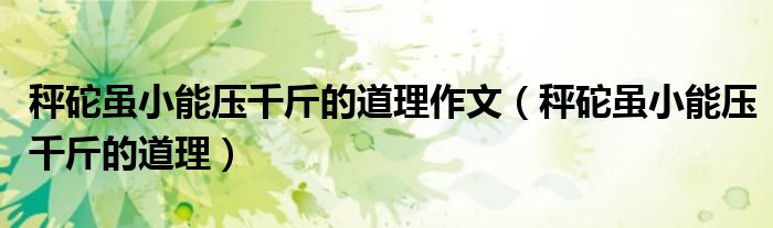 秤砣虽小能压千斤的道理作文(秤砣虽小能压千斤的道理)