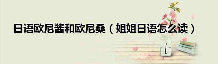 日语欧尼酱和欧尼桑(姐姐日语怎么读)