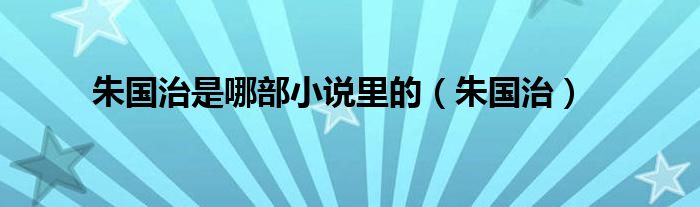 朱国治是哪部小说里的(朱国治)