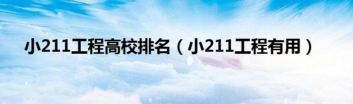 小211工程高校排名(小211工程有用)