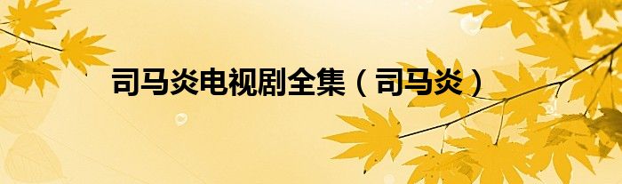 司马炎电视剧全集(司马炎)