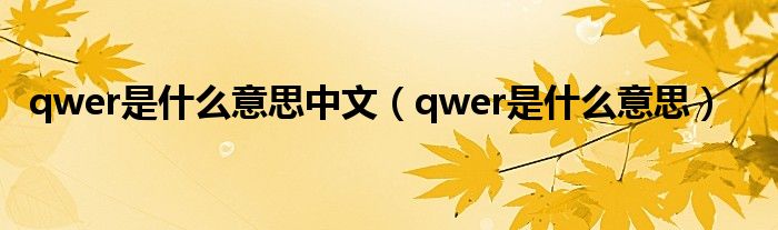 qwer是什么意思中文(qwer是什么意思)