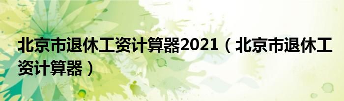 北京市退休工资计算器2021(北京市退休工资计算器)