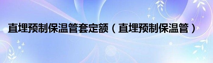 直埋预制保温管套定额(直埋预制保温管)