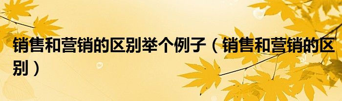 销售和营销的区别举个例子(销售和营销的区别)