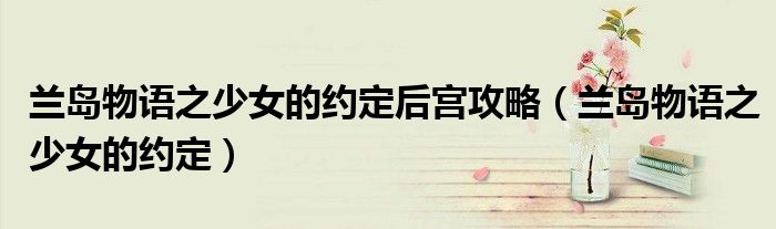 兰岛物语之少女的约定后宫攻略(兰岛物语之少女的约定)