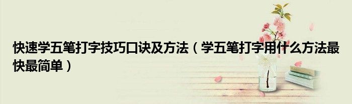 快速学五笔打字技巧口诀及方法(学五笔打字用什么方法最快最简单)