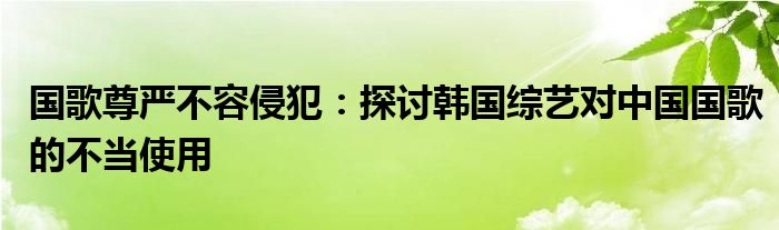 国歌尊严不容侵犯:探讨韩国综艺对中国国歌的不当使用