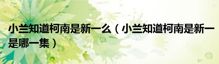 小兰知道柯南是新一么(小兰知道柯南是新一是哪一集)