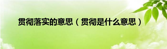 贯彻落实的意思(贯彻是什么意思)