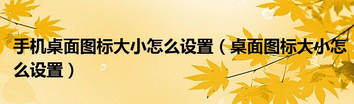 手机桌面图标大小怎么设置(桌面图标大小怎么设置)