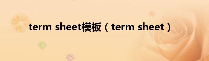 term sheet模板(term sheet)