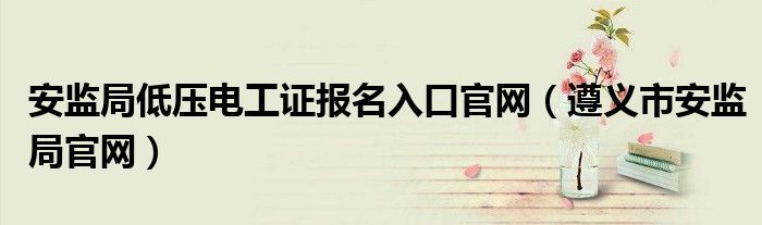安监局低压电工证报名入口官网(遵义市安监局官网)