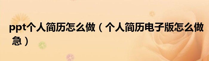 ppt个人简历怎么做(个人简历电子版怎么做 急)