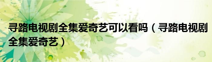 寻路电视剧全集爱奇艺可以看吗(寻路电视剧全集爱奇艺)