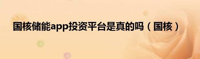 国核储能app投资平台是真的吗(国核)