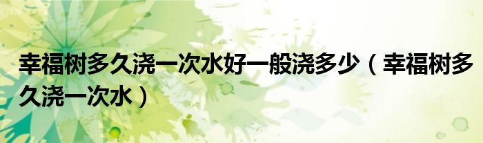 幸福树多久浇一次水好一般浇多少(幸福树多久浇一次水)