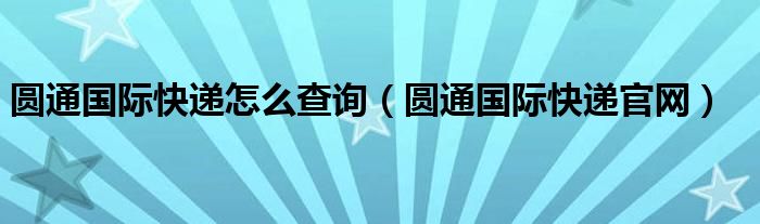 圆通国际快递怎么查询(圆通国际快递官网)