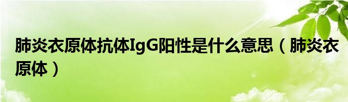 肺炎衣原体抗体IgG阳性是什么意思(肺炎衣原体)