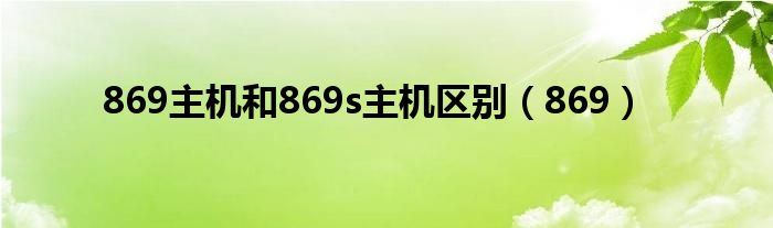 869主机和869s主机区别(869)