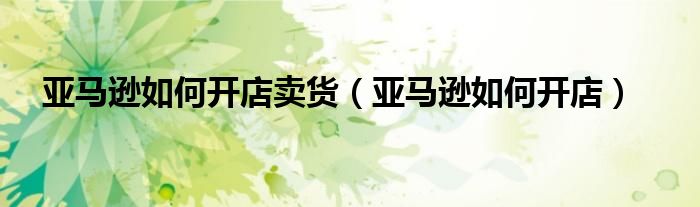 亚马逊如何开店卖货(亚马逊如何开店)