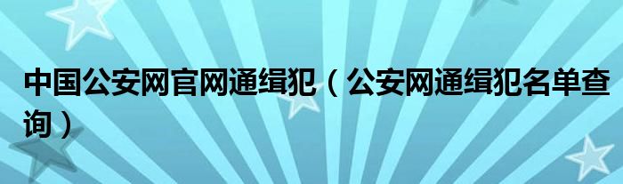 中国公安网官网通缉犯(公安网通缉犯名单查询)
