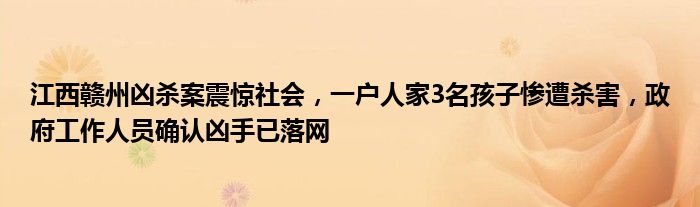 江西赣州凶杀案震惊社会,一户人家3名孩子惨遭杀害,政府工作人员确认凶手已落网