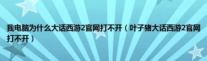 我电脑为什么大话西游2官网打不开(叶子猪大话西游2官网打不开)