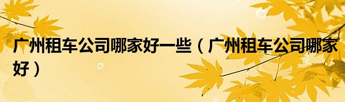 广州租车公司哪家好一些(广州租车公司哪家好)