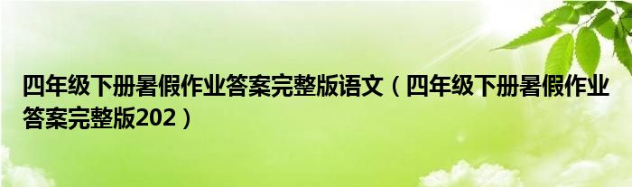 四年级下册暑假作业答案完整版语文(四年级下册暑假作业答案完整版202)
