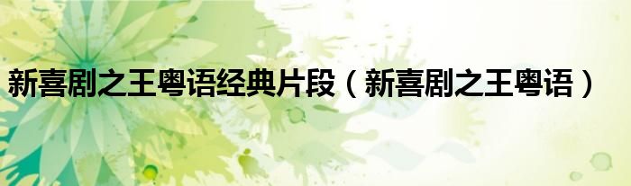 新喜剧之王粤语经典片段(新喜剧之王粤语)