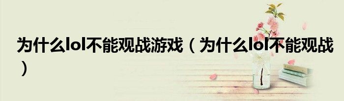为什么lol不能观战游戏(为什么lol不能观战)