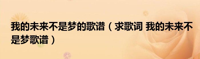 我的未来不是梦的歌谱(求歌词 我的未来不是梦歌谱)